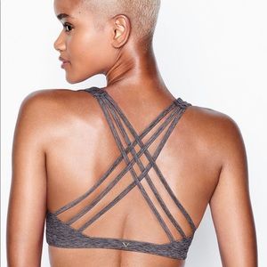 VS Strappy Back Sports Light Impact Heather Gray Victoria’s Secret